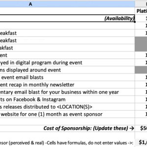 Event Sponsorship Tool event tab screenshot