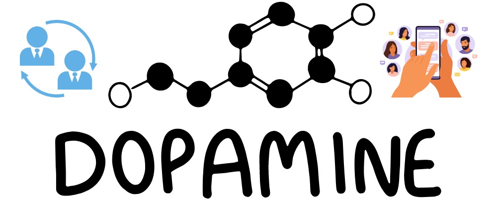 Illustration representing an blog article regarding dopamine and social media use.
