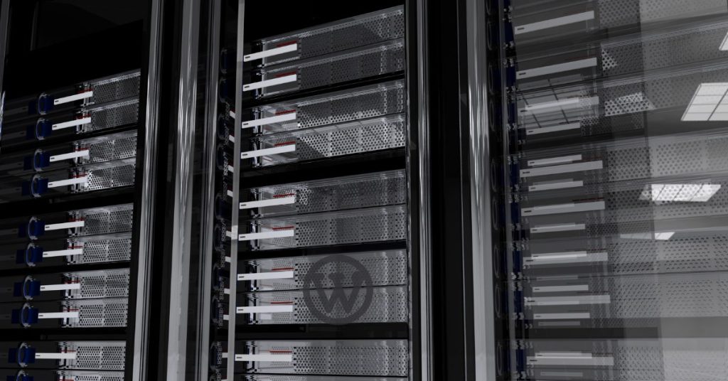 Image of website server farm in gray scale.
