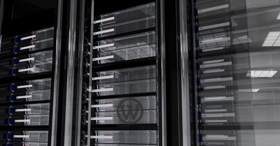 Image of website server farm in gray scale.