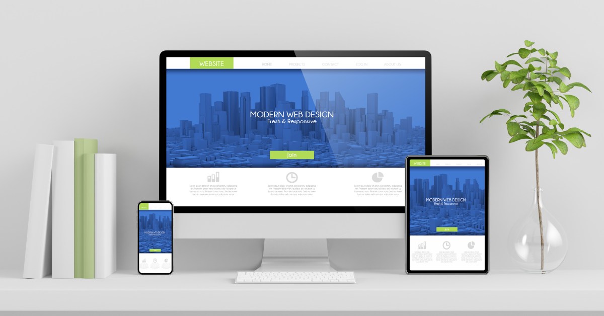 Image of computer, tablet and smartphone illustrating website design