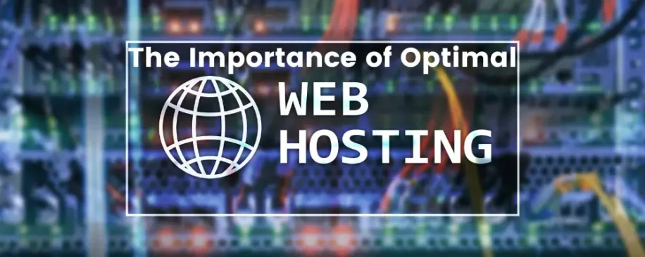 Image for blog article's featured image announcing the importance of optimal web hosting, with blurred server cables in background