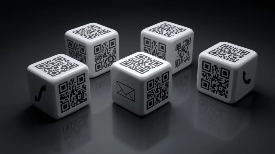 Image of dice with QR codes on them