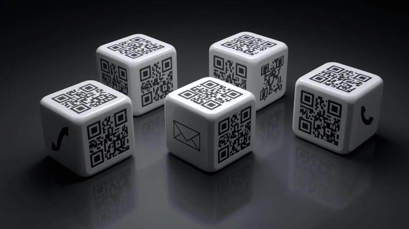 Image of dice with QR codes on them