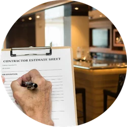 Contractor estimating a job 250x250 Contractor completing an estimate