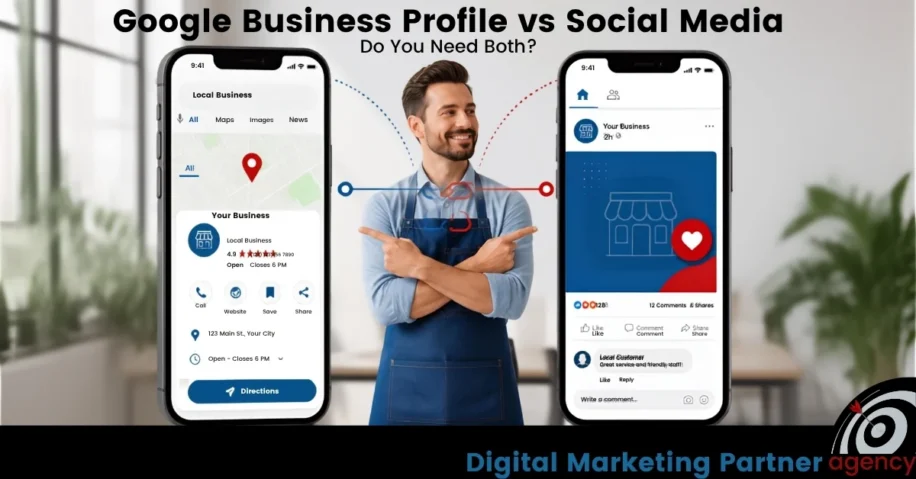 Image illustrating someone contemplating GBP or Social or both
