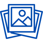A blue icon representing a photo album